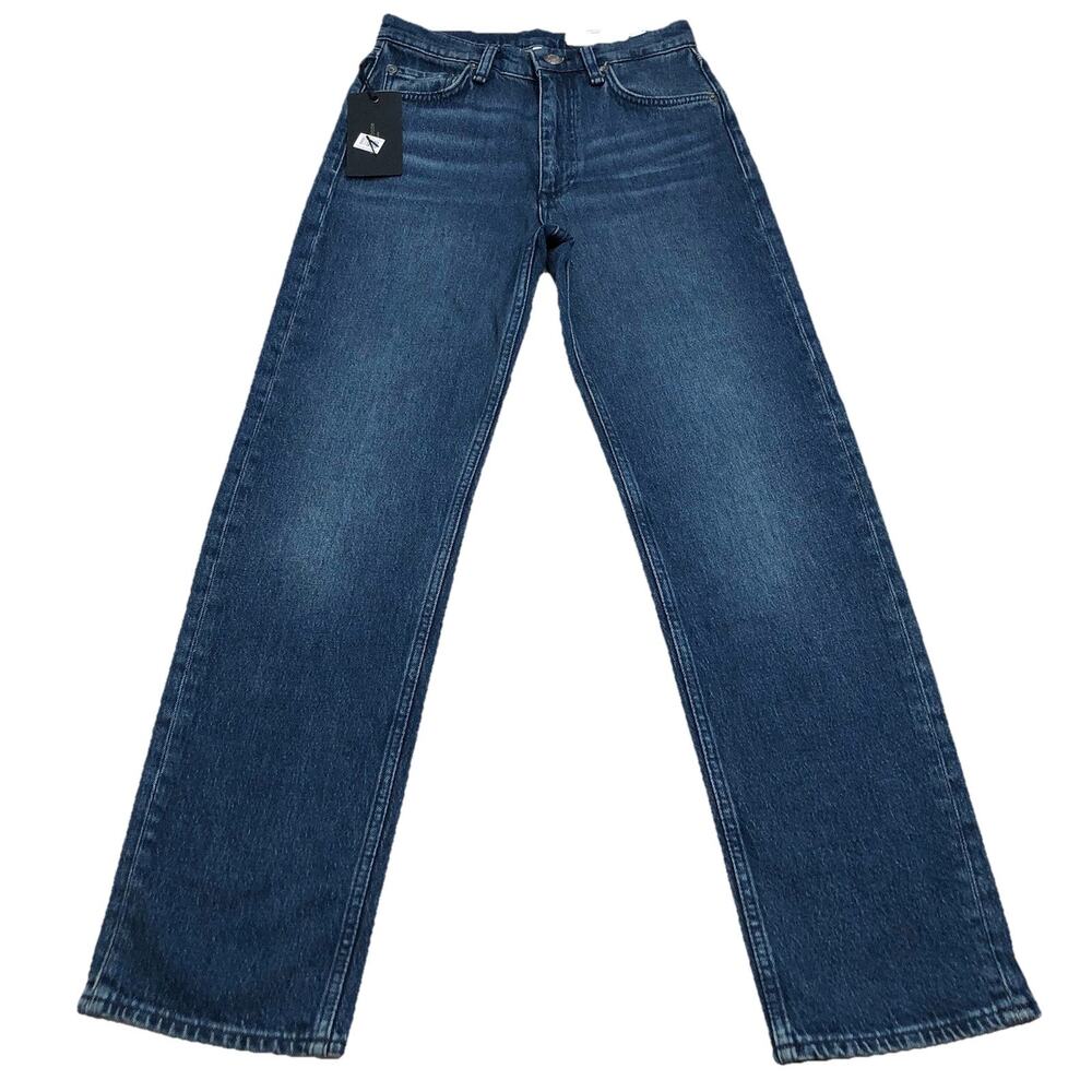 Rag & Bone The Harlow Mid Rise Straight 25 Teo Blue Jeans $268 Vintage Stretch
